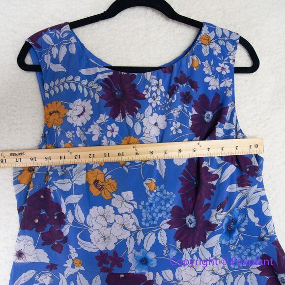 Adrianna Papell Women's Botanical Border Fit and Flare dress blue, plus size 16 - Picture 7 of 16